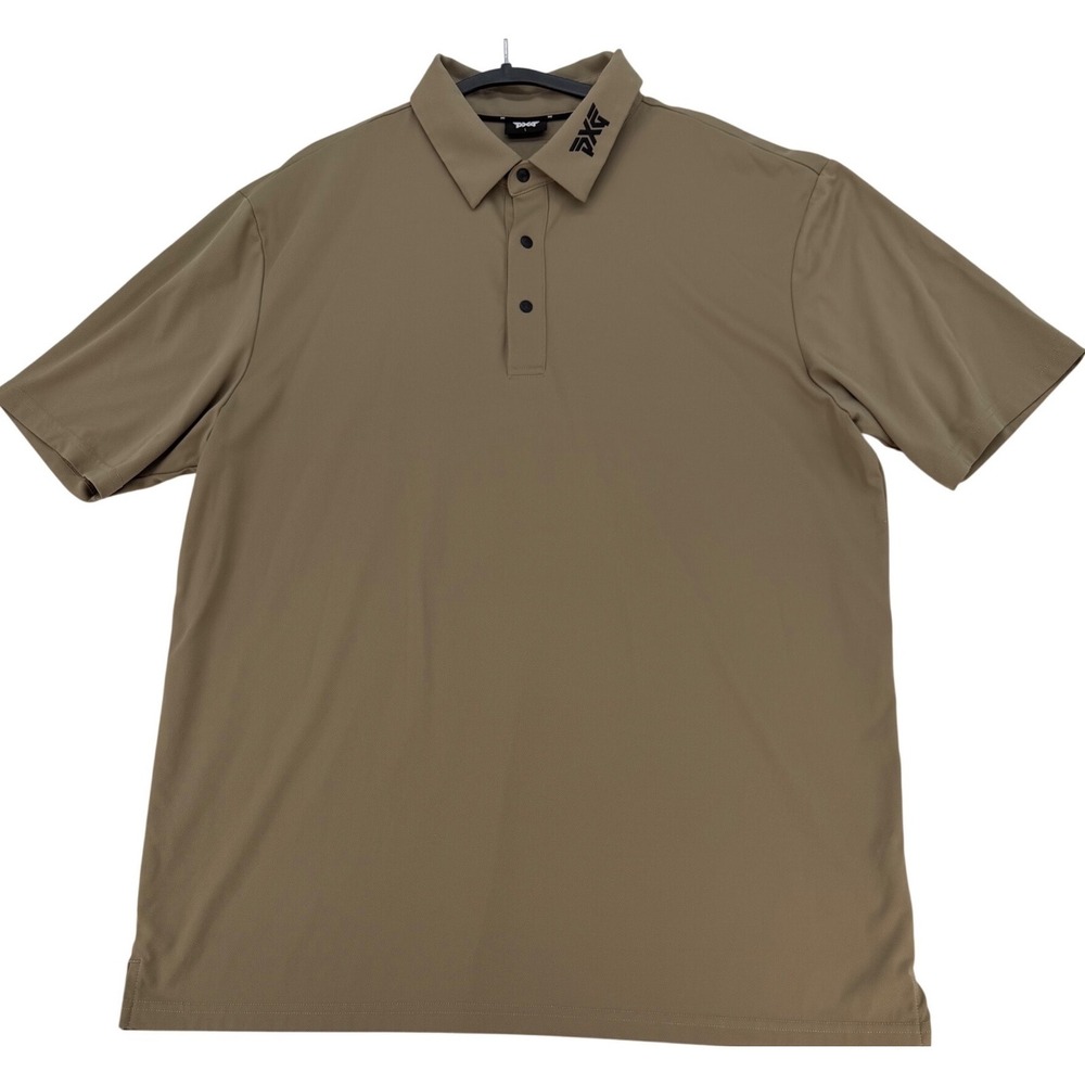 PXG Golf Polo Shirt Large Tan Performance Stretch Athletic Luxury Golf